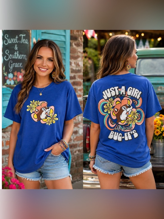 BUC-EE'S Tops - BUC-EES Just a Girl Who Loves Buc-ee’s Retro Graphic Shirt EUC